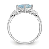 10k White Gold Aquamarine & Diamond Ring